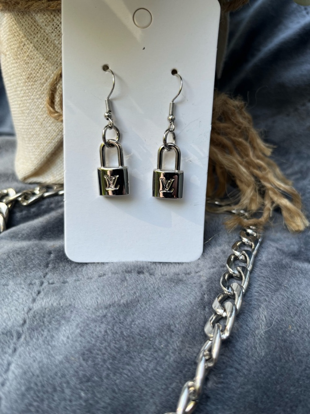 ✨ STUNNING Authentic Louis Vuitton Upcycled Padlock Necklace & Earrings Set ✨ - Picture 2 of 5